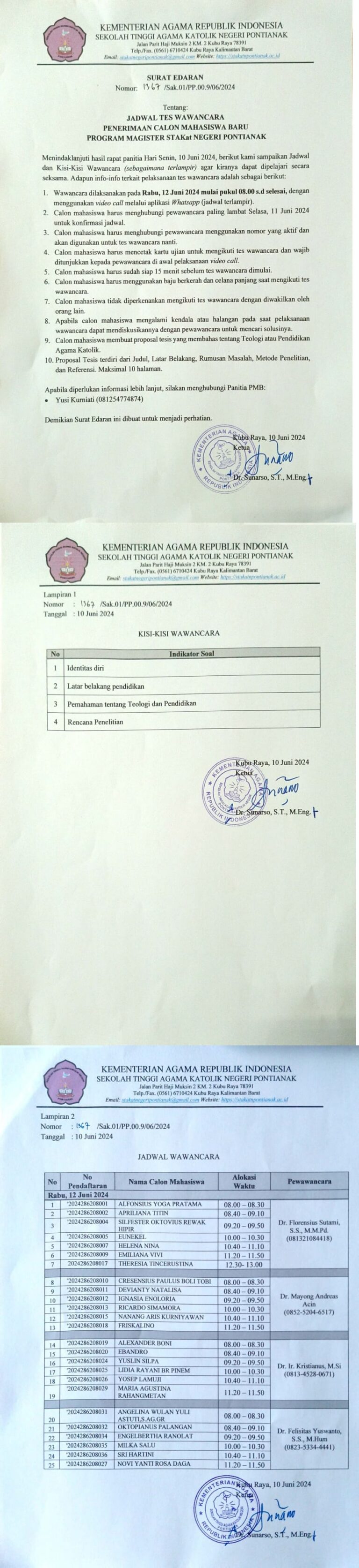 Pengumguman Wawancara S2 STAKat Negeri Pontianak Gelombang 1 TA 2024